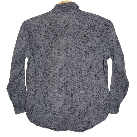 Panhandle XL‎ Gray Patterned Snap Button Down Long Sleeve Men's Western Shirt - Picture 2 of 4